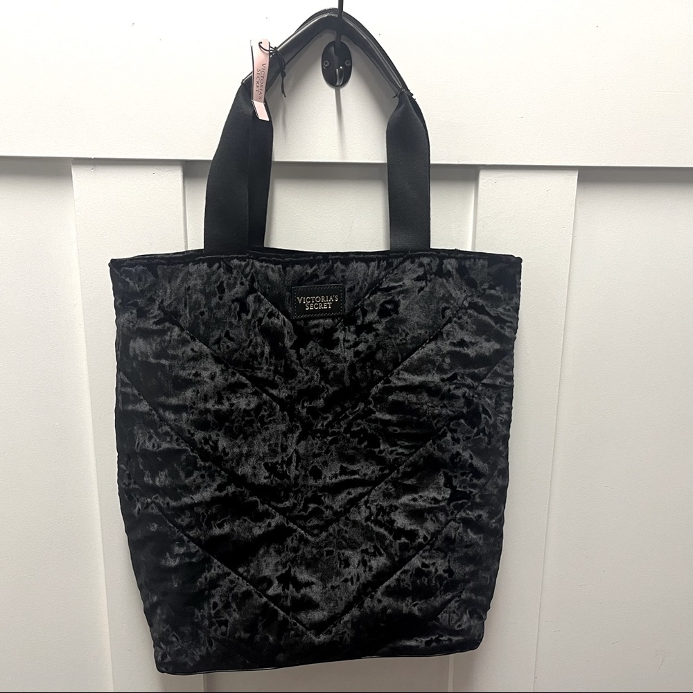 NWT Victoria secret black velvet bag